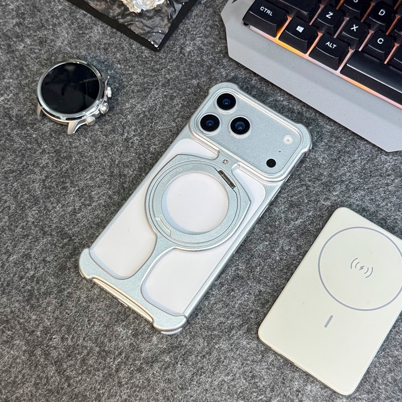 Compatible with Apple and Samsung metal frameless rotating magnetic stand phone cases