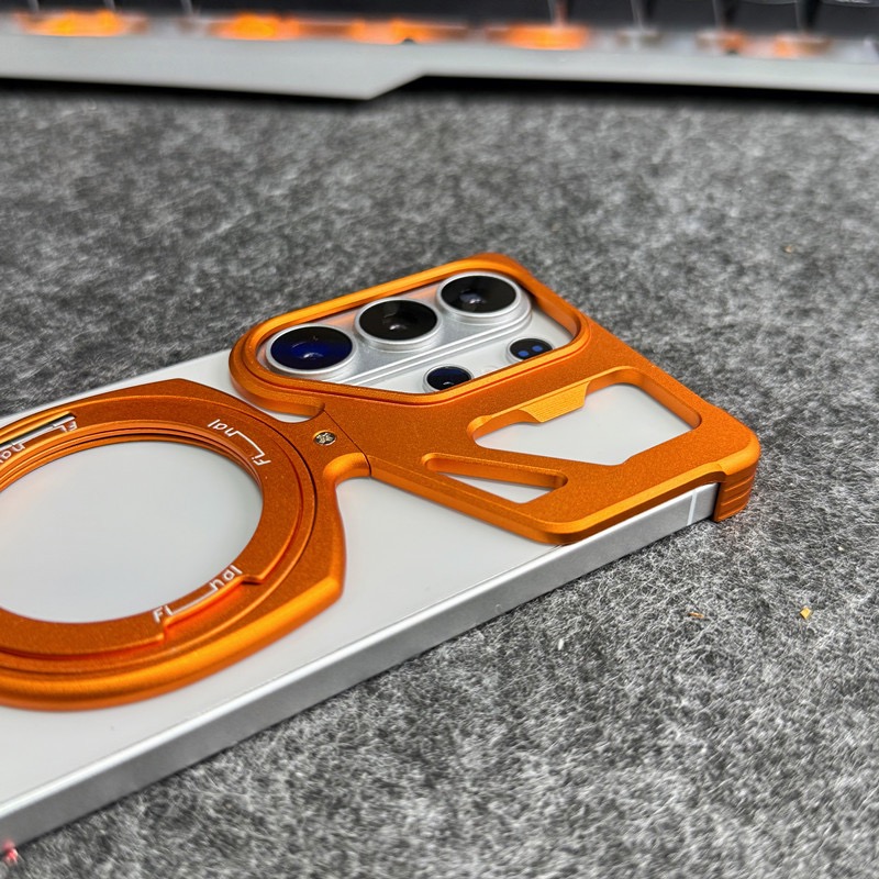 Compatible with Apple and Samsung metal frameless rotating magnetic stand phone cases