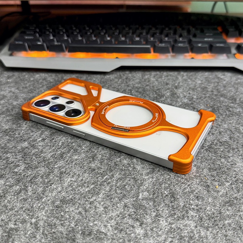 Compatible with Apple and Samsung metal frameless rotating magnetic stand phone cases