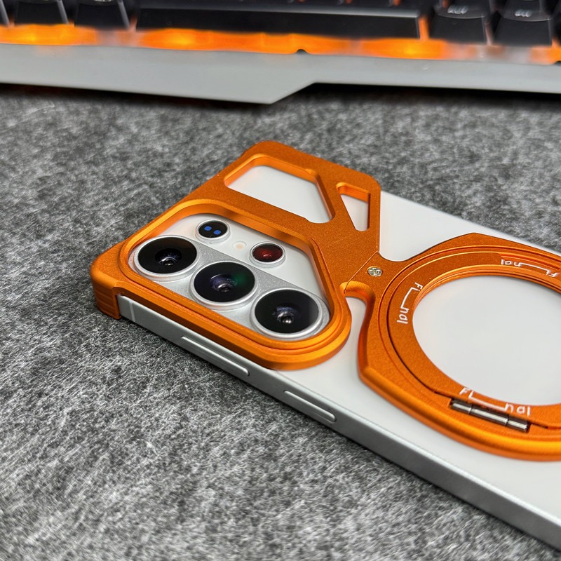 Compatible with Apple and Samsung metal frameless rotating magnetic stand phone cases