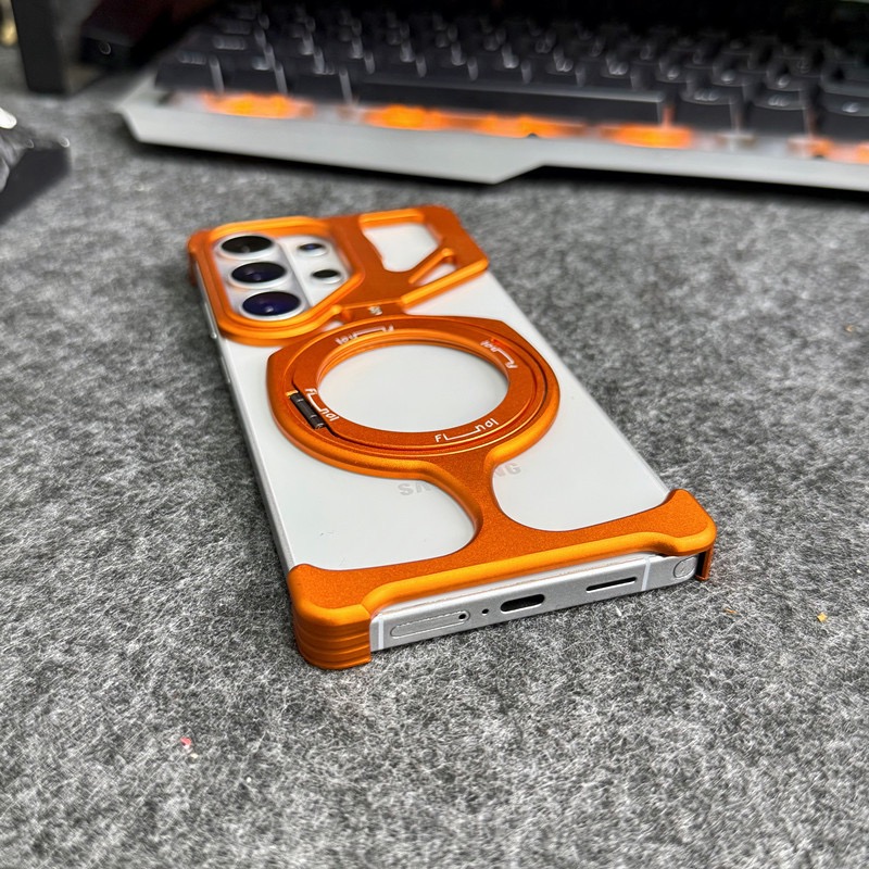 Compatible with Apple and Samsung metal frameless rotating magnetic stand phone cases