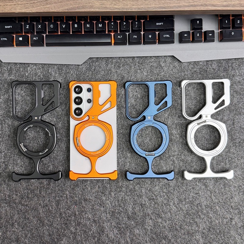 Compatible with Apple and Samsung metal frameless rotating magnetic stand phone cases