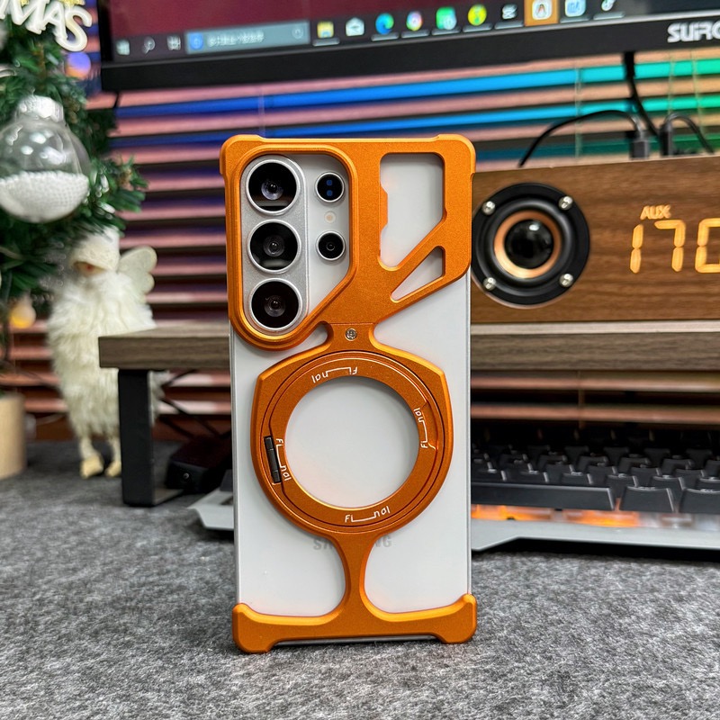 Compatible with Apple and Samsung metal frameless rotating magnetic stand phone cases
