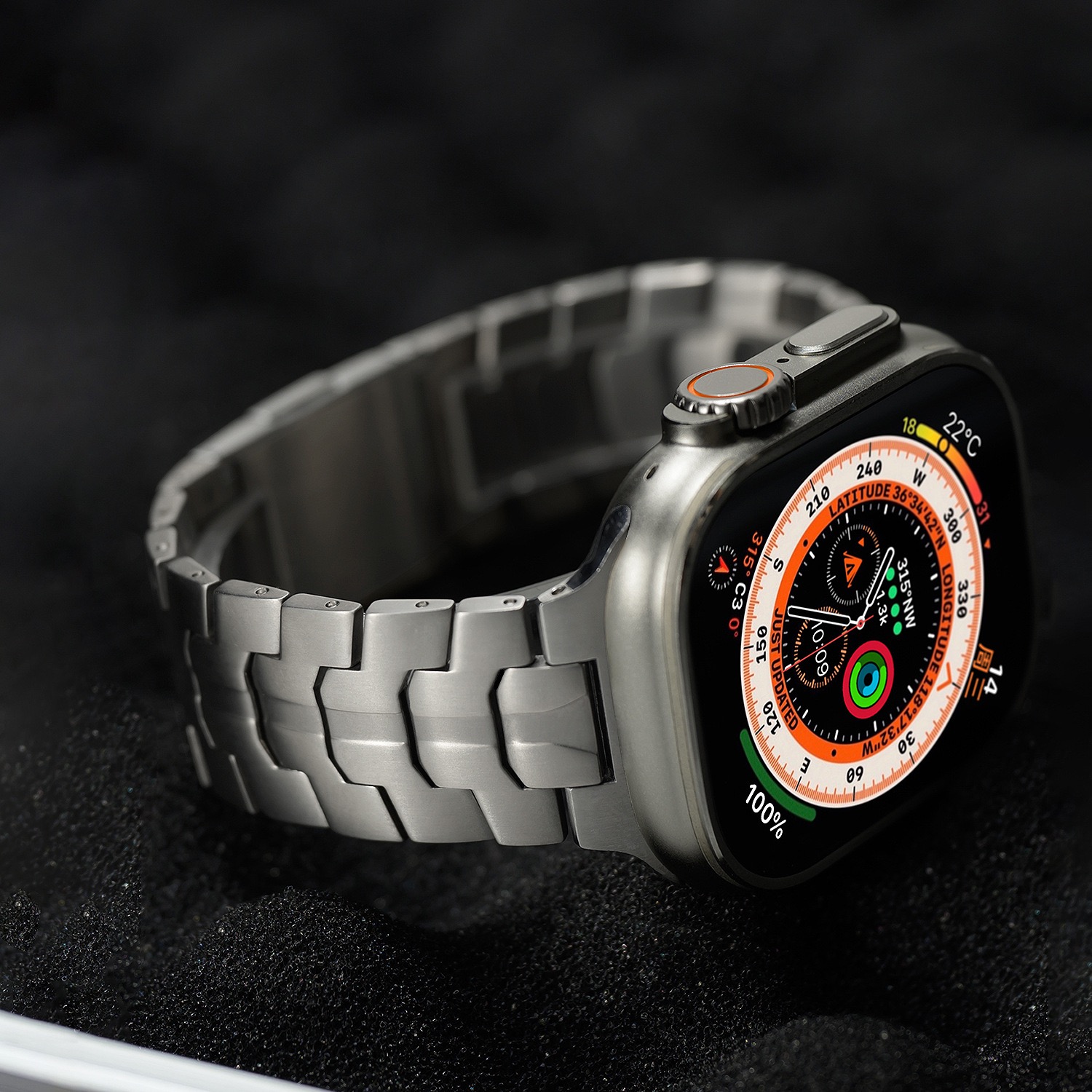 MGD Compatible with Apple Watch bands 42/46/44/45/49mm New Magnetic Ultra Pure Titanium iWatch Band, S9 Titanium Alloy-MGD CASE