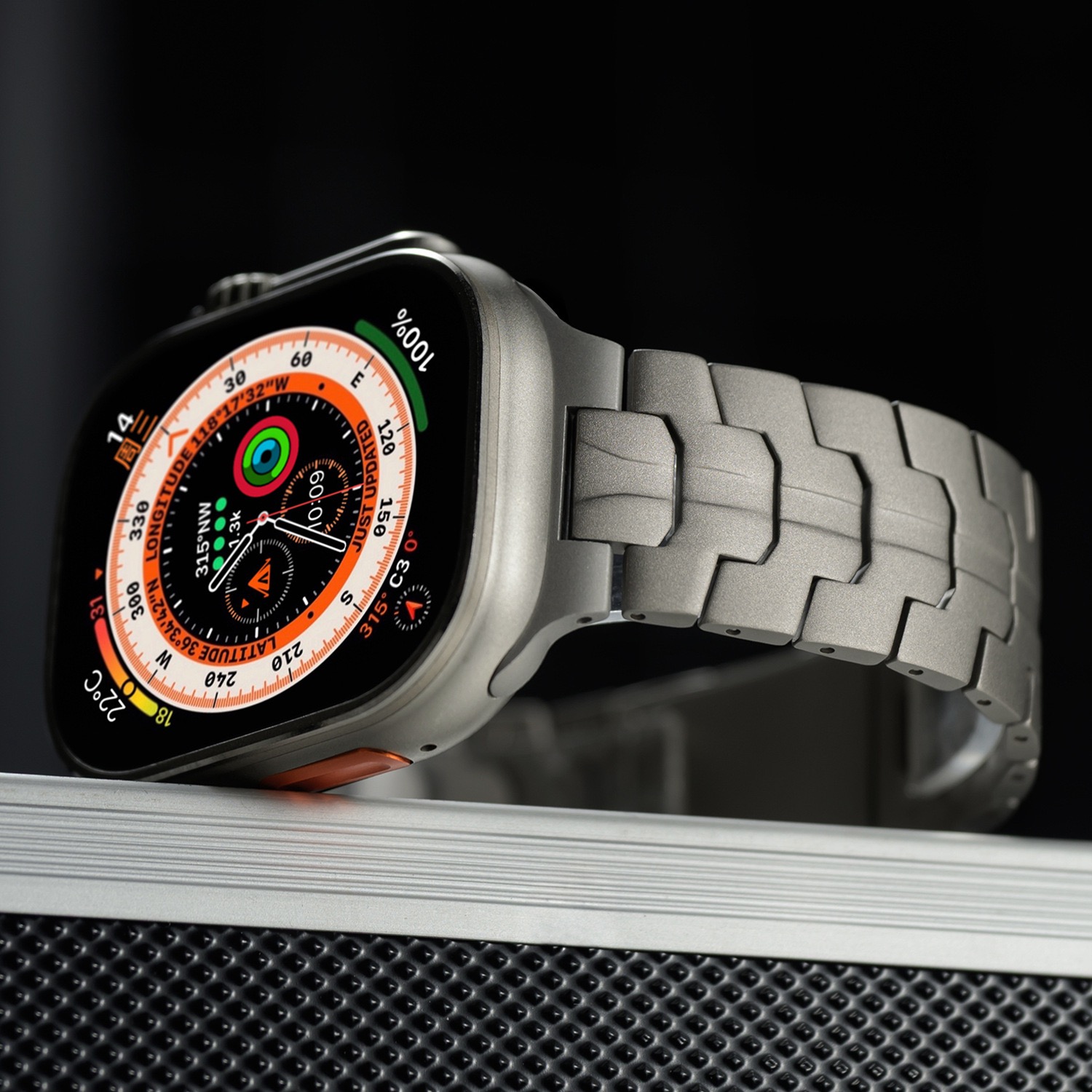 MGD Compatible with Apple Watch bands 42/46/44/45/49mm New Magnetic Ultra Pure Titanium iWatch Band, S9 Titanium Alloy-MGD CASE