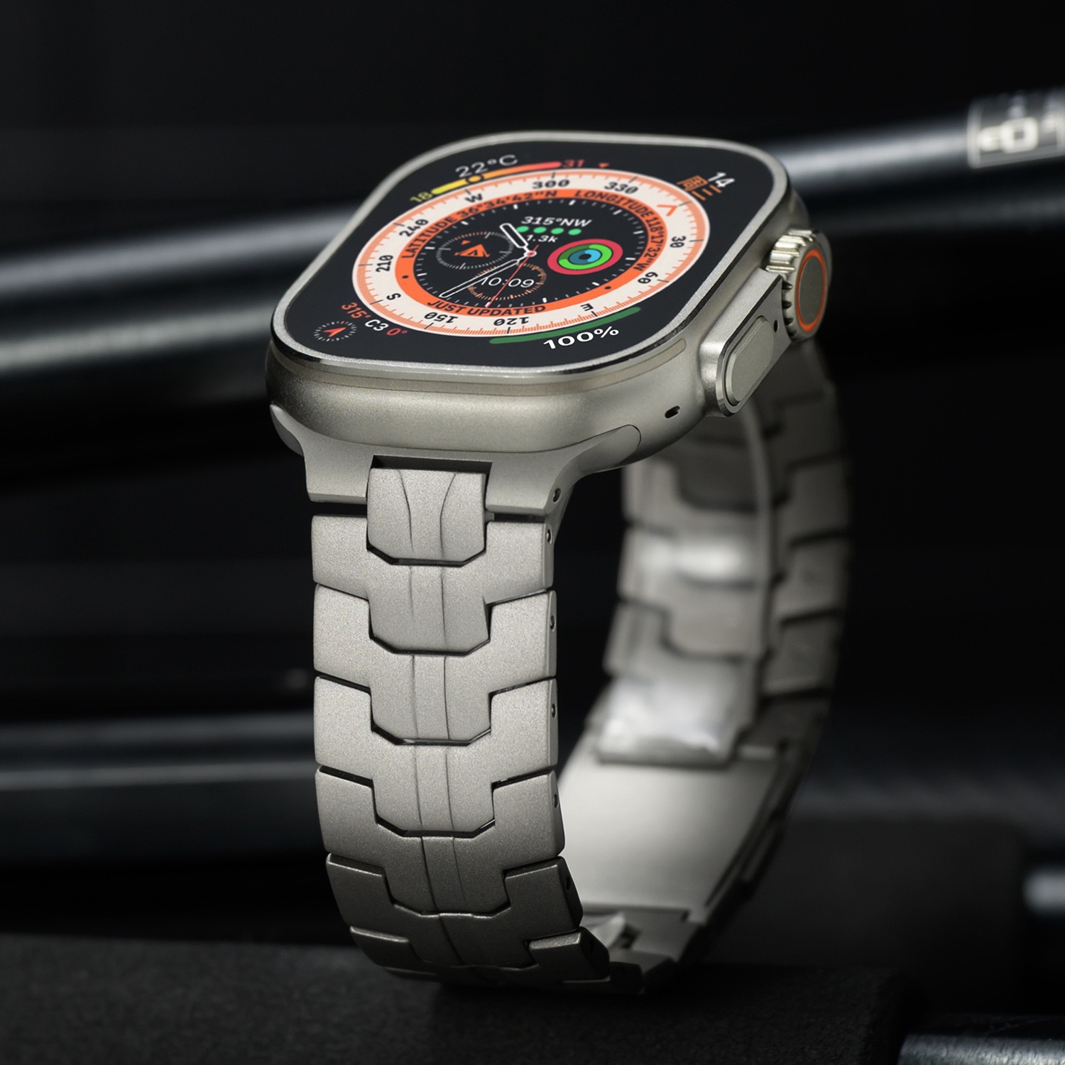 MGD Compatible with Apple Watch bands 42/46/44/45/49mm New Magnetic Ultra Pure Titanium iWatch Band, S9 Titanium Alloy-MGD CASE