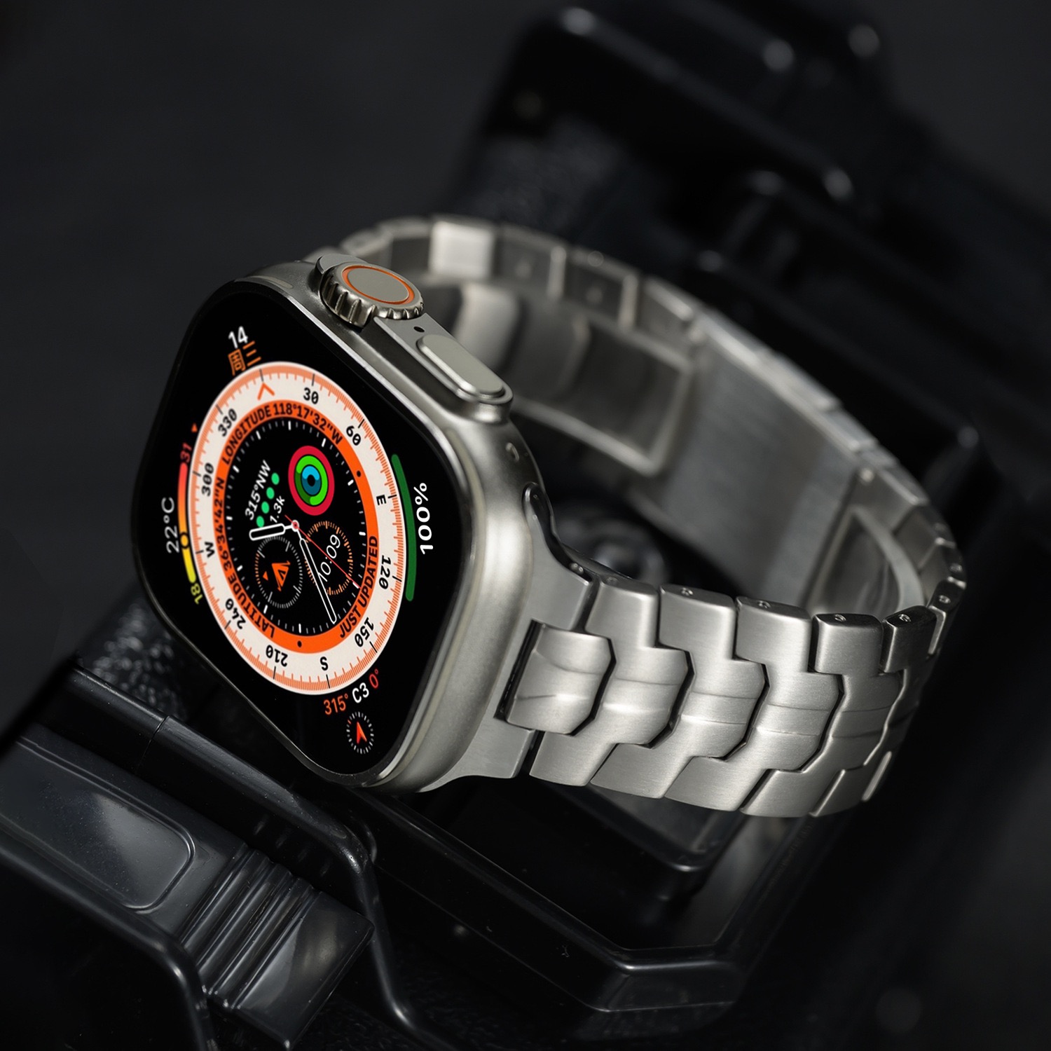 MGD Compatible with Apple Watch bands 42/46/44/45/49mm New Magnetic Ultra Pure Titanium iWatch Band, S9 Titanium Alloy-MGD CASE