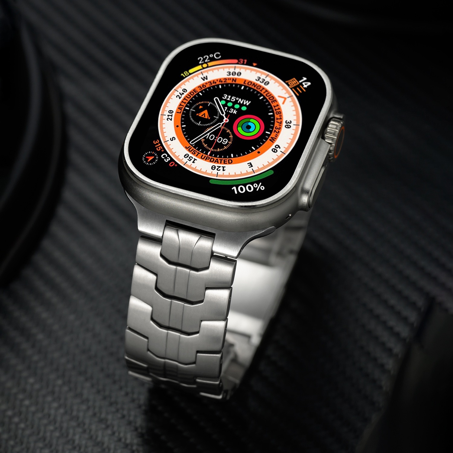 MGD Compatible with Apple Watch bands 42/46/44/45/49mm New Magnetic Ultra Pure Titanium iWatch Band, S9 Titanium Alloy-MGD CASE