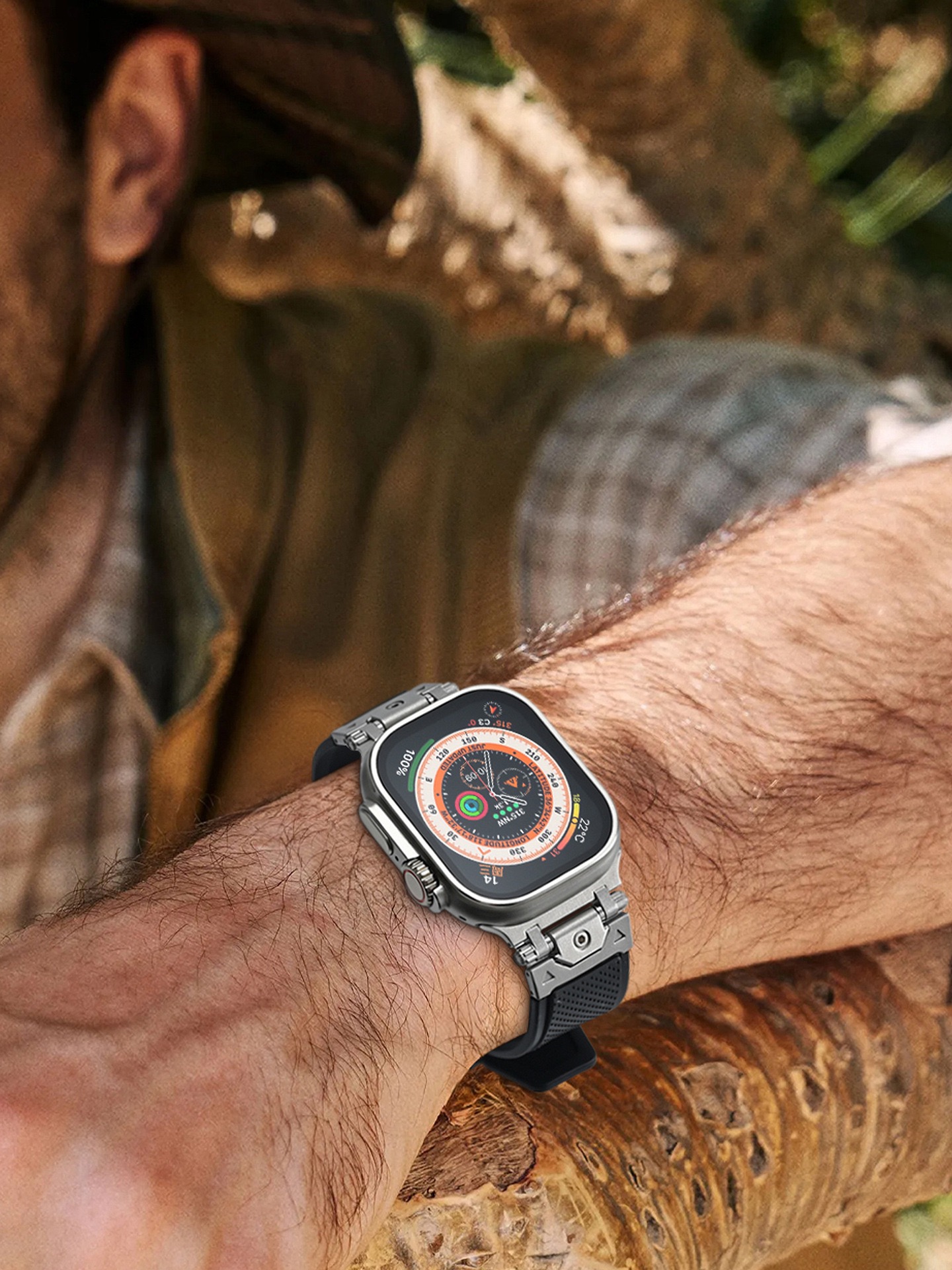 MGD Suitable for Apple Watch outdoor sports watch band made of Metal Stainless Steel Bayer TPU Material 42/46/40/41/44/45/49mm for iWatch Series 11 10 9 8 7 6 5 4 SE/Ultra 3-MGD CASE