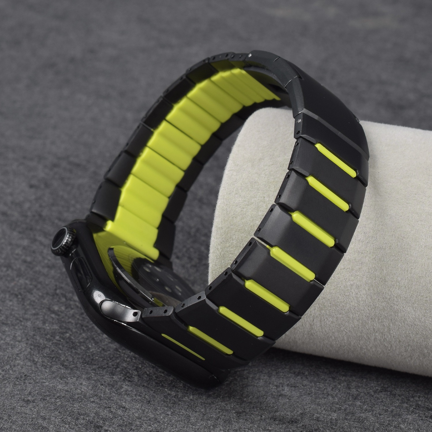 MGD Compatible with Apple Watch bands 42/46/38/40/41/44/45/49mm New curved sports watch band with rubber and steel inserts for iWatch Series 11 10 9 8 7 6 5 4 SE/Ultra 3-MGD CASE