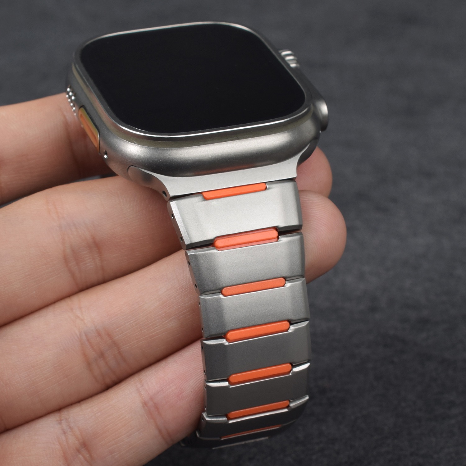 MGD Compatible with Apple Watch bands 42/46/38/40/41/44/45/49mm New curved sports watch band with rubber and steel inserts for iWatch Series 11 10 9 8 7 6 5 4 SE/Ultra 3-MGD CASE