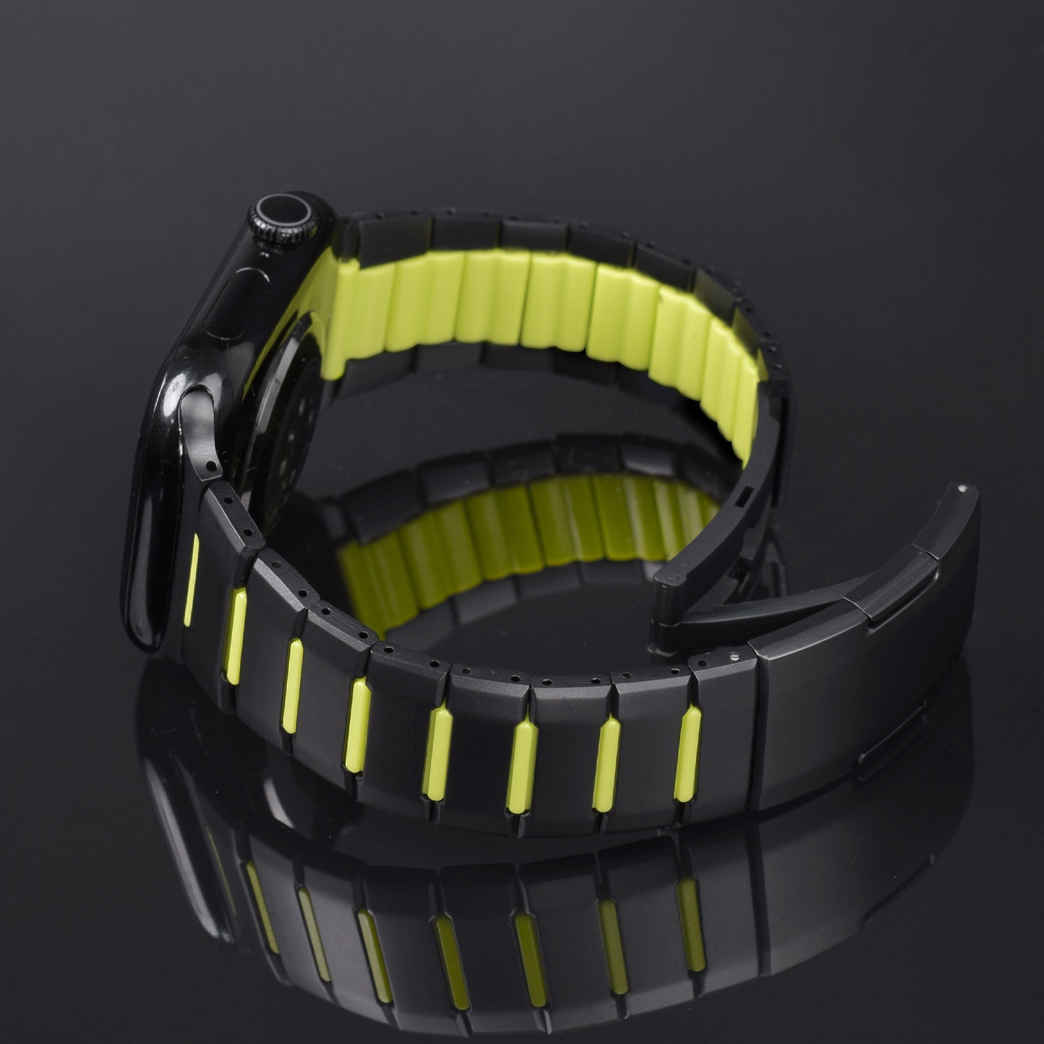 MGD Compatible with Apple Watch bands 42/46/38/40/41/44/45/49mm New curved sports watch band with rubber and steel inserts for iWatch Series 11 10 9 8 7 6 5 4 SE/Ultra 3-MGD CASE