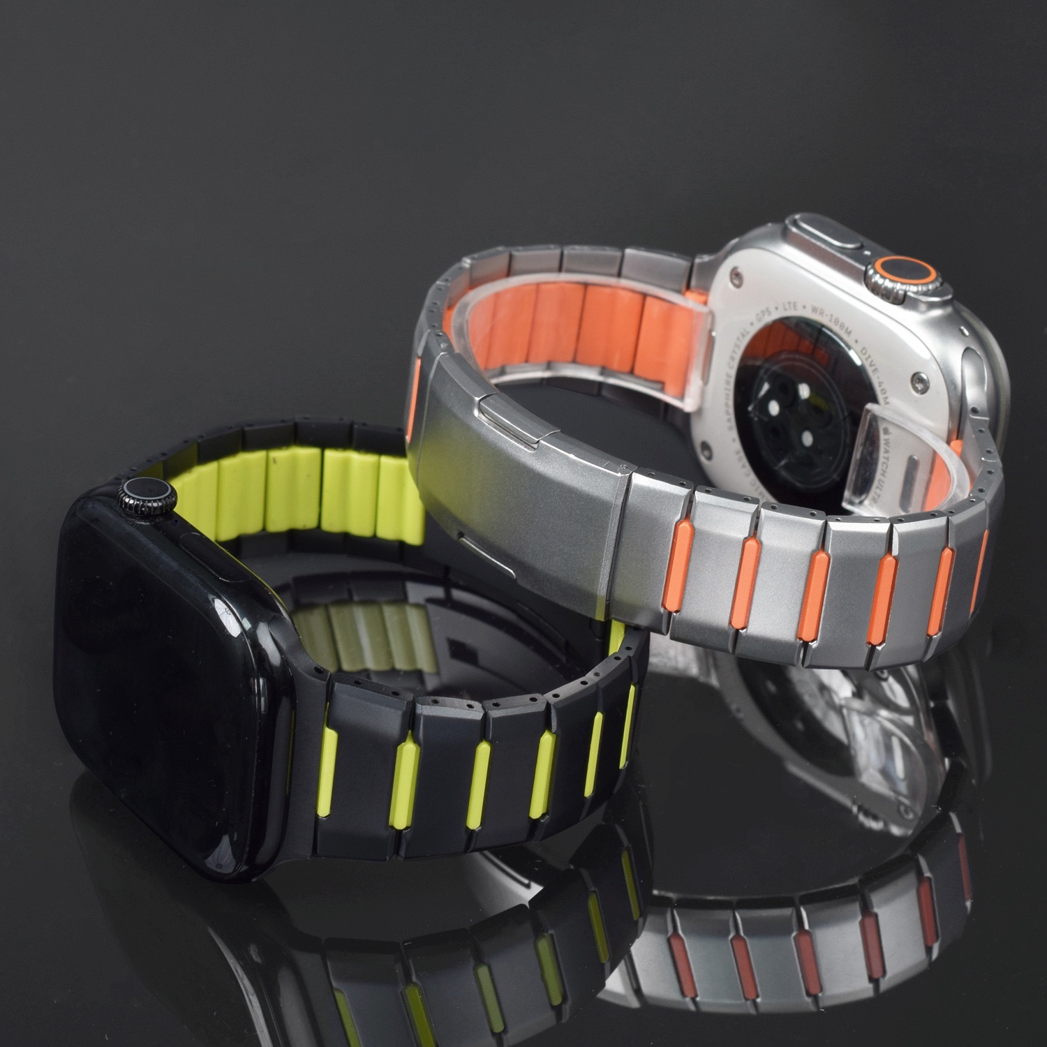 MGD Compatible with Apple Watch bands 42/46/38/40/41/44/45/49mm New curved sports watch band with rubber and steel inserts for iWatch Series 11 10 9 8 7 6 5 4 SE/Ultra 3-MGD CASE