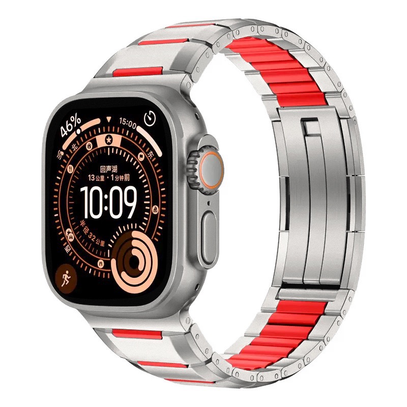 MGD Compatible with Apple Watch bands 42/46/38/40/41/44/45/49mm New curved sports watch band with rubber and steel inserts for iWatch Series 11 10 9 8 7 6 5 4 SE/Ultra 3-MGD CASE