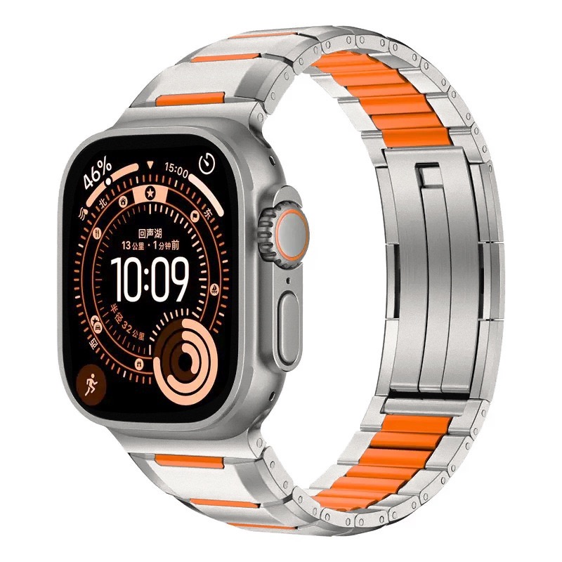 MGD Compatible with Apple Watch bands 42/46/38/40/41/44/45/49mm New curved sports watch band with rubber and steel inserts for iWatch Series 11 10 9 8 7 6 5 4 SE/Ultra 3-MGD CASE