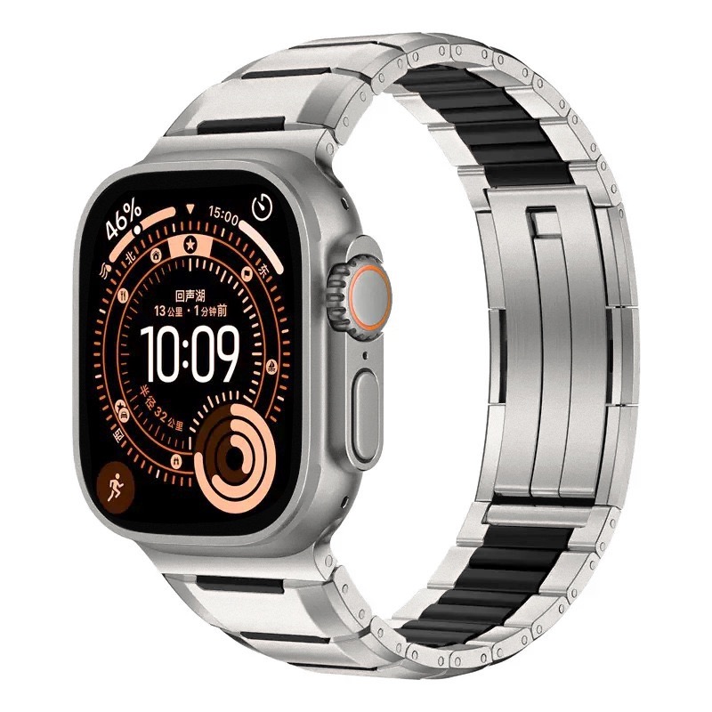 MGD Compatible with Apple Watch bands 42/46/38/40/41/44/45/49mm New curved sports watch band with rubber and steel inserts for iWatch Series 11 10 9 8 7 6 5 4 SE/Ultra 3-MGD CASE