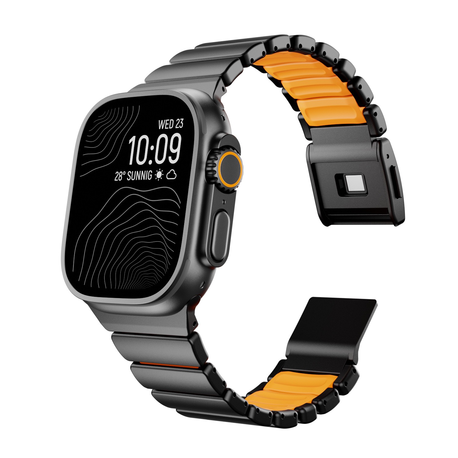 Hardened Scratch-Resistant Titanium Stainless Steel Magnetic Clasp Compatible with Apple Watch bands 42/46/38/40/41/44/45/49mm for iWatch Series 11 10 9 8 7 6 5 4 SE/Ultra 3-MGD CASE