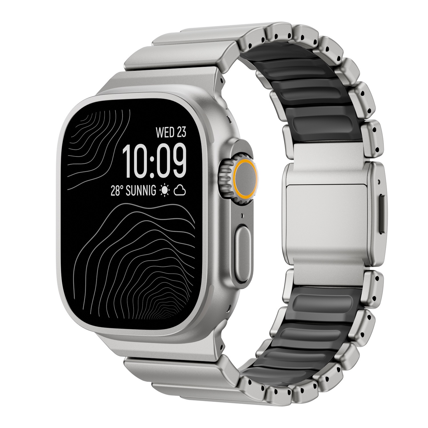 Hardened Scratch-Resistant Titanium Stainless Steel Magnetic Clasp Compatible with Apple Watch bands 42/46/38/40/41/44/45/49mm for iWatch Series 11 10 9 8 7 6 5 4 SE/Ultra 3-MGD CASE