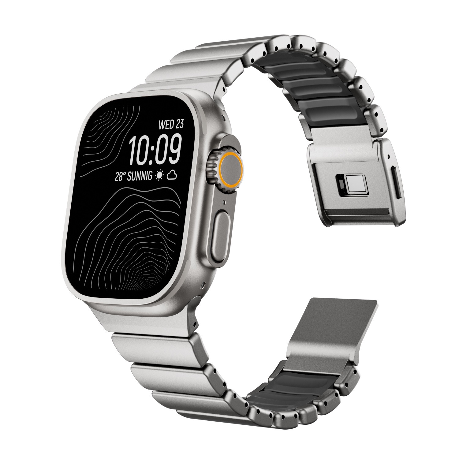 Hardened Scratch-Resistant Titanium Stainless Steel Magnetic Clasp Compatible with Apple Watch bands 42/46/38/40/41/44/45/49mm for iWatch Series 11 10 9 8 7 6 5 4 SE/Ultra 3-MGD CASE