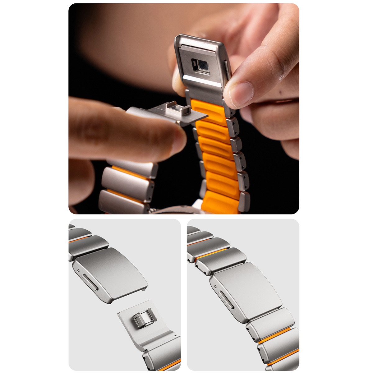 Hardened Scratch-Resistant Titanium Stainless Steel Magnetic Clasp Compatible with Apple Watch bands 42/46/38/40/41/44/45/49mm for iWatch Series 11 10 9 8 7 6 5 4 SE/Ultra 3-MGD CASE