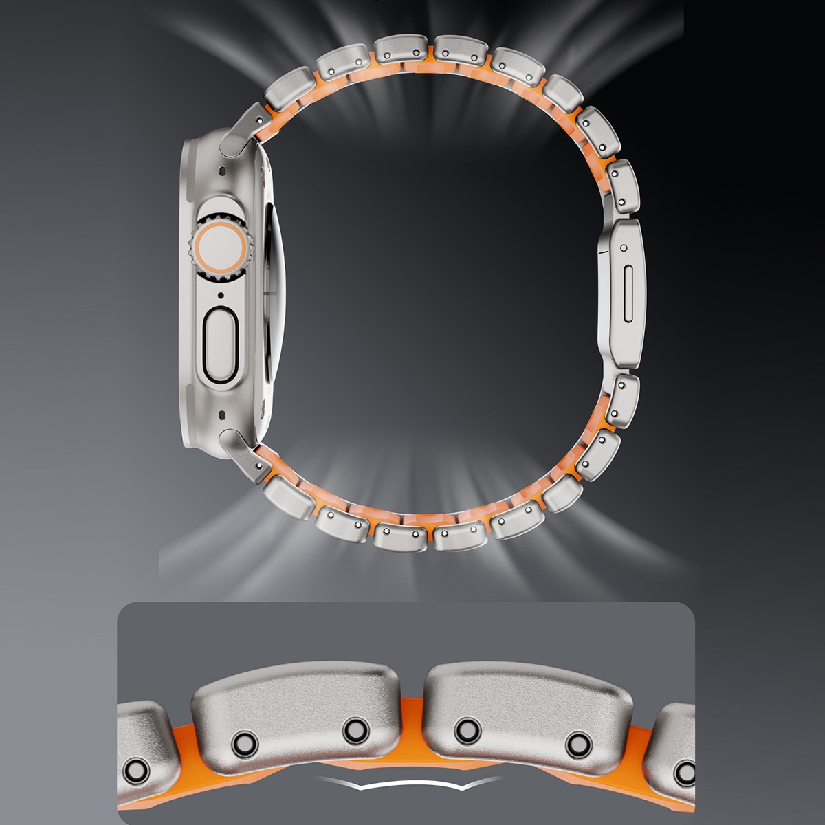 Hardened Scratch-Resistant Titanium Stainless Steel Magnetic Clasp Compatible with Apple Watch bands 42/46/38/40/41/44/45/49mm for iWatch Series 11 10 9 8 7 6 5 4 SE/Ultra 3-MGD CASE