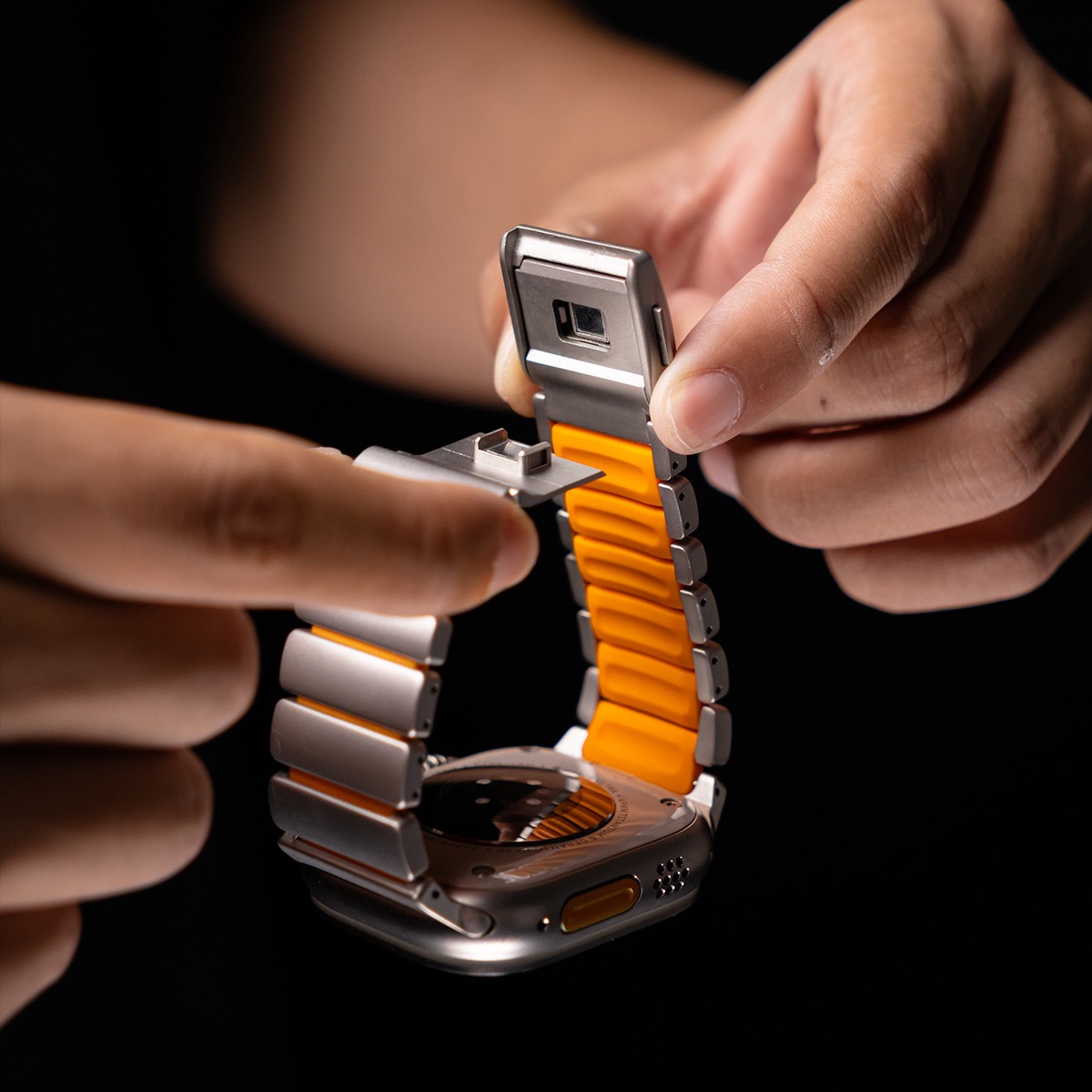 Hardened Scratch-Resistant Titanium Stainless Steel Magnetic Clasp Compatible with Apple Watch bands 42/46/38/40/41/44/45/49mm for iWatch Series 11 10 9 8 7 6 5 4 SE/Ultra 3-MGD CASE