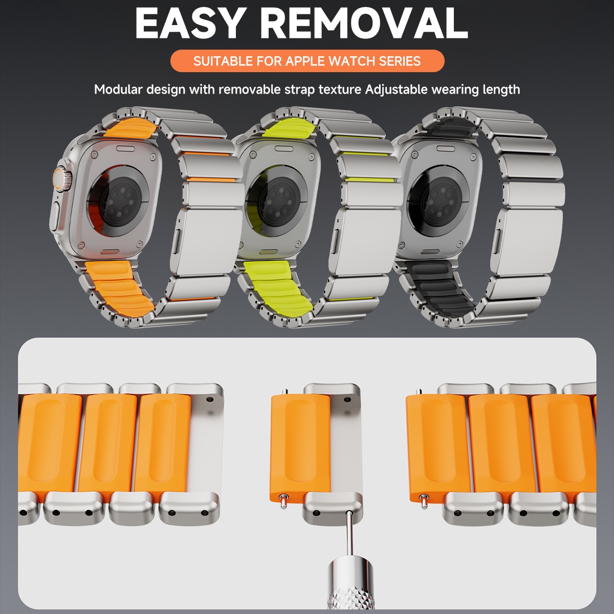 Hardened Scratch-Resistant Titanium Stainless Steel Magnetic Clasp Compatible with Apple Watch bands 42/46/38/40/41/44/45/49mm for iWatch Series 11 10 9 8 7 6 5 4 SE/Ultra 3-MGD CASE