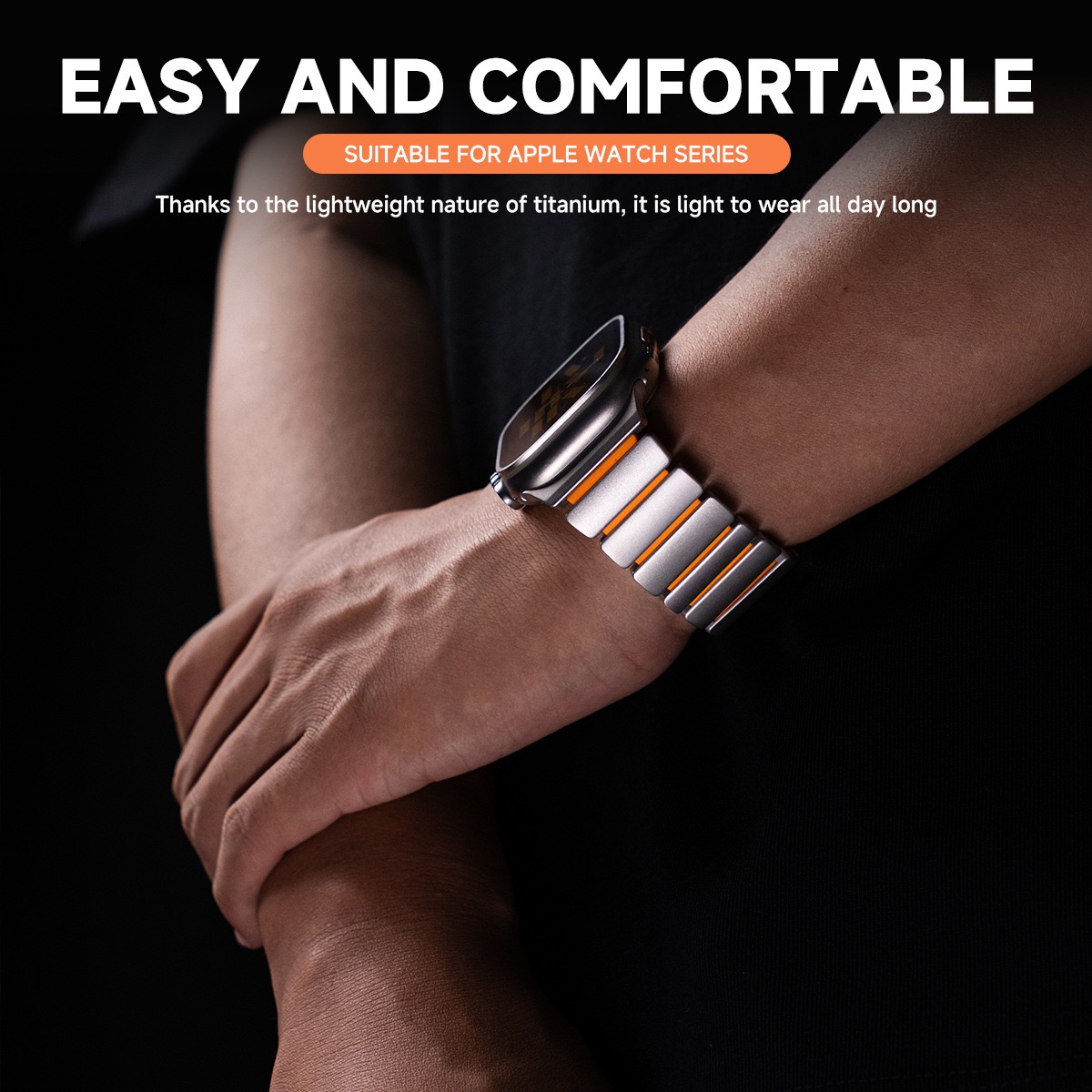 Hardened Scratch-Resistant Titanium Stainless Steel Magnetic Clasp Compatible with Apple Watch bands 42/46/38/40/41/44/45/49mm for iWatch Series 11 10 9 8 7 6 5 4 SE/Ultra 3-MGD CASE