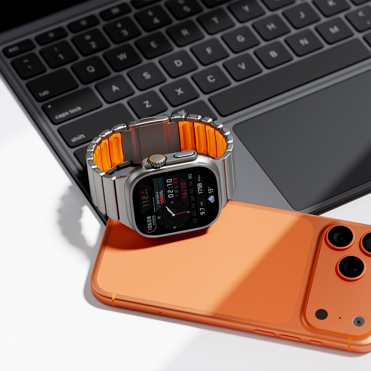 Hardened Scratch-Resistant Titanium Stainless Steel Magnetic Clasp Compatible with Apple Watch bands 42/46/38/40/41/44/45/49mm for iWatch Series 11 10 9 8 7 6 5 4 SE/Ultra 3-MGD CASE