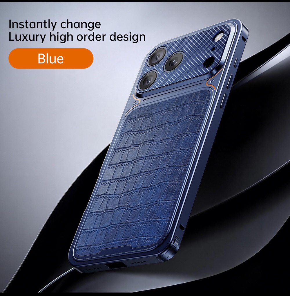 Alligator-textured magnetic phone case for protecting Apple phone lenses