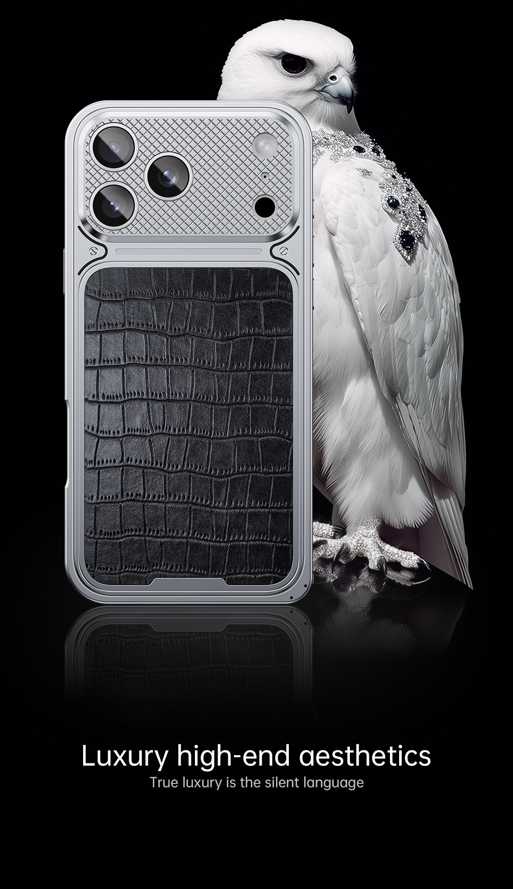 Alligator-textured magnetic phone case for protecting Apple phone lenses