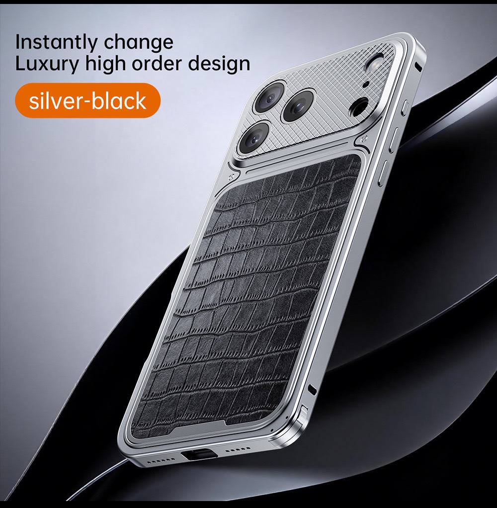 Alligator-textured magnetic phone case for protecting Apple phone lenses