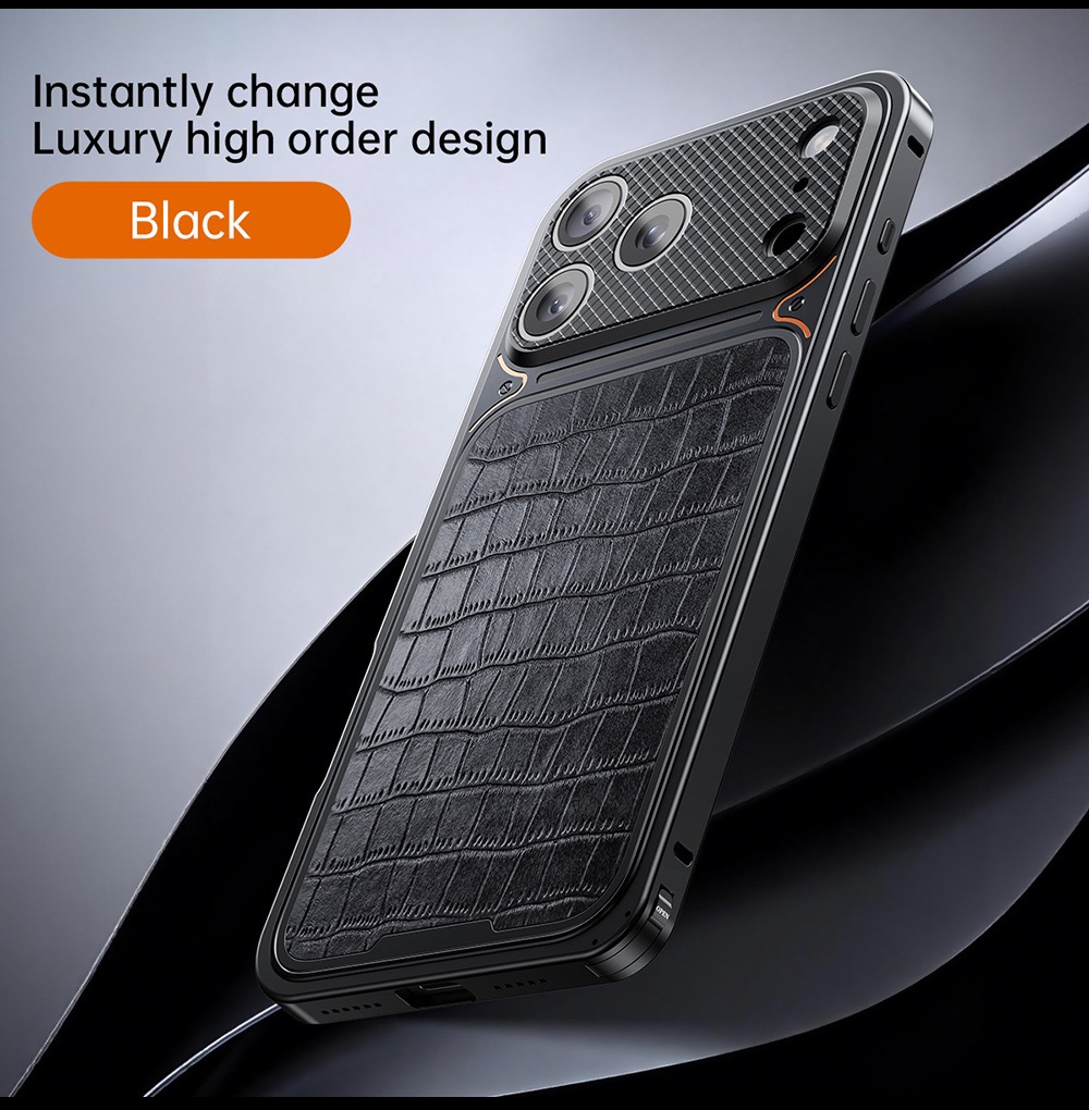 Alligator-textured magnetic phone case for protecting Apple phone lenses