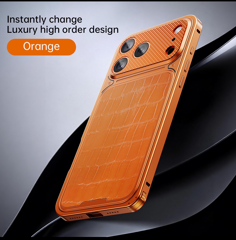 Alligator-textured magnetic phone case for protecting Apple phone lenses