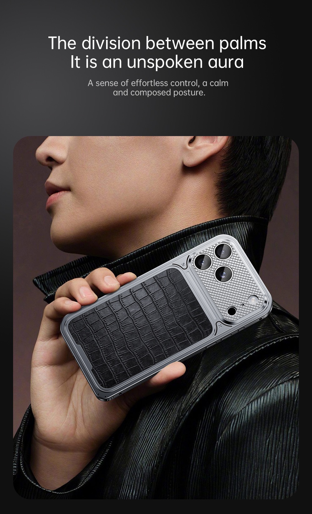 Alligator-textured magnetic phone case for protecting Apple phone lenses