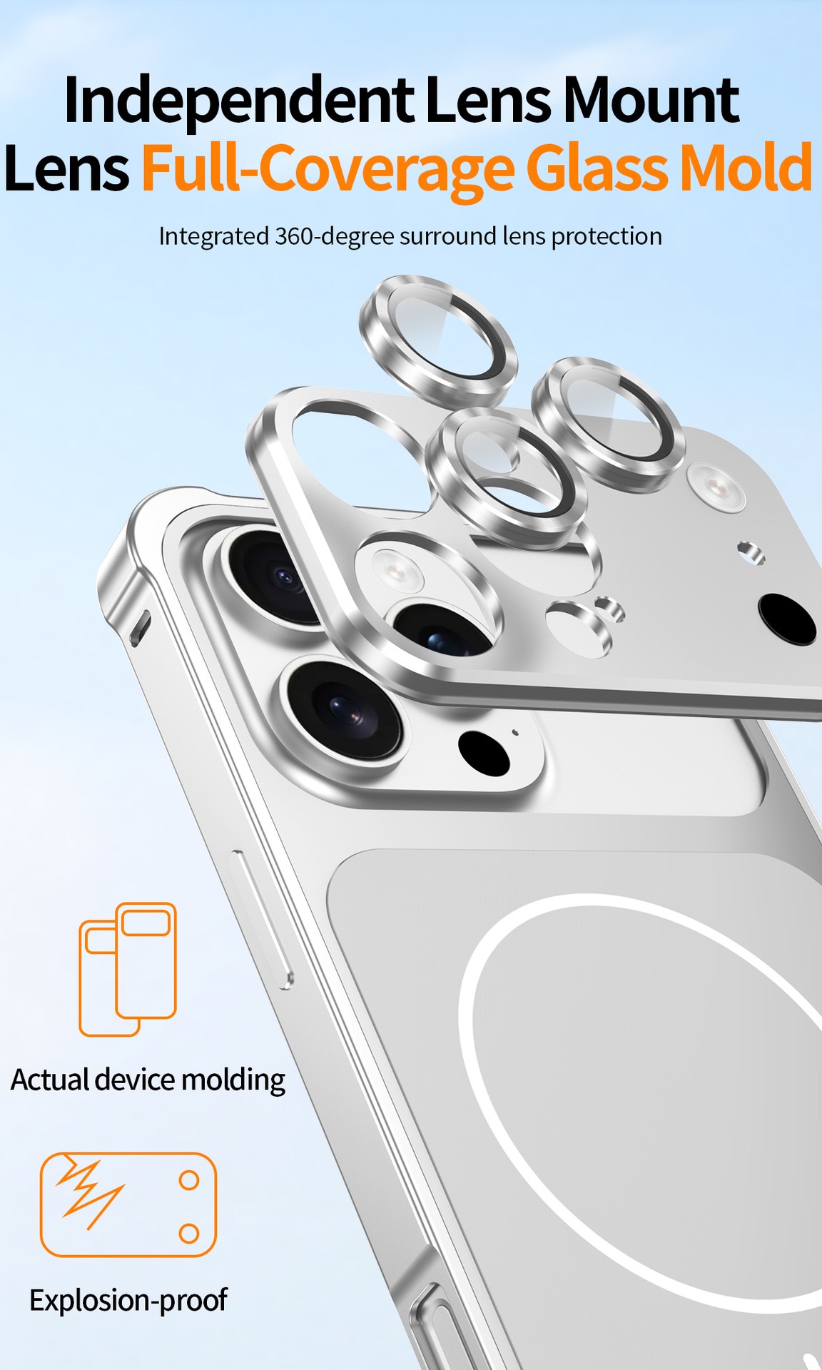 Metal frame large window frosted magnetic phone case