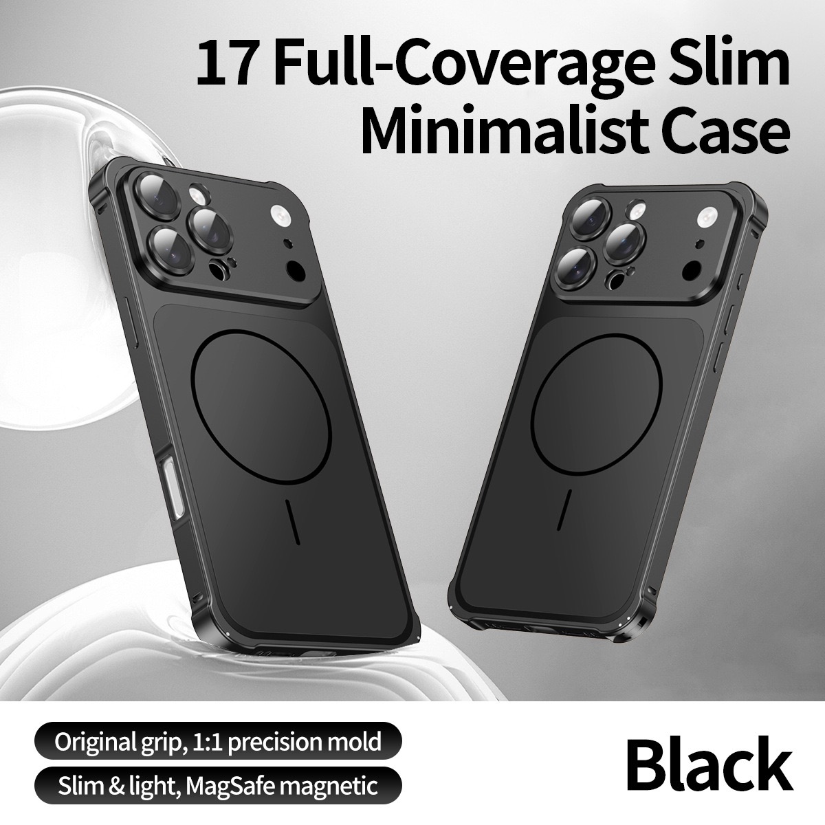 Metal frame large window frosted magnetic phone case