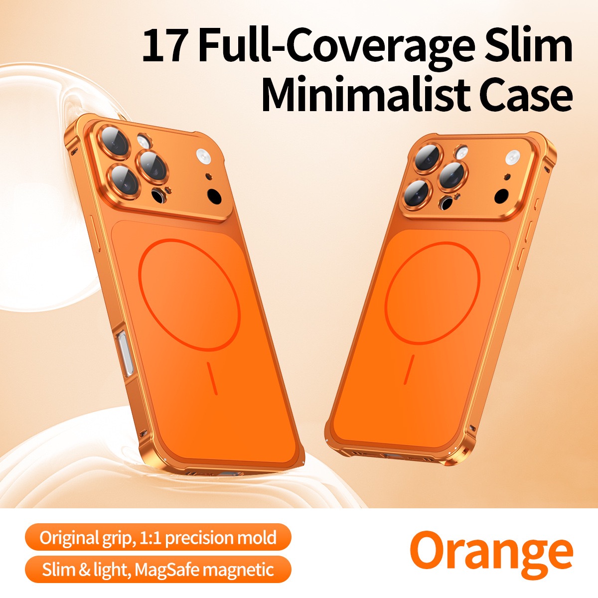 Metal frame large window frosted magnetic phone case