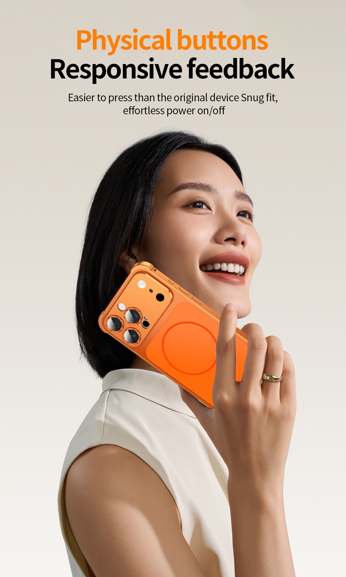 Metal frame large window frosted magnetic phone case