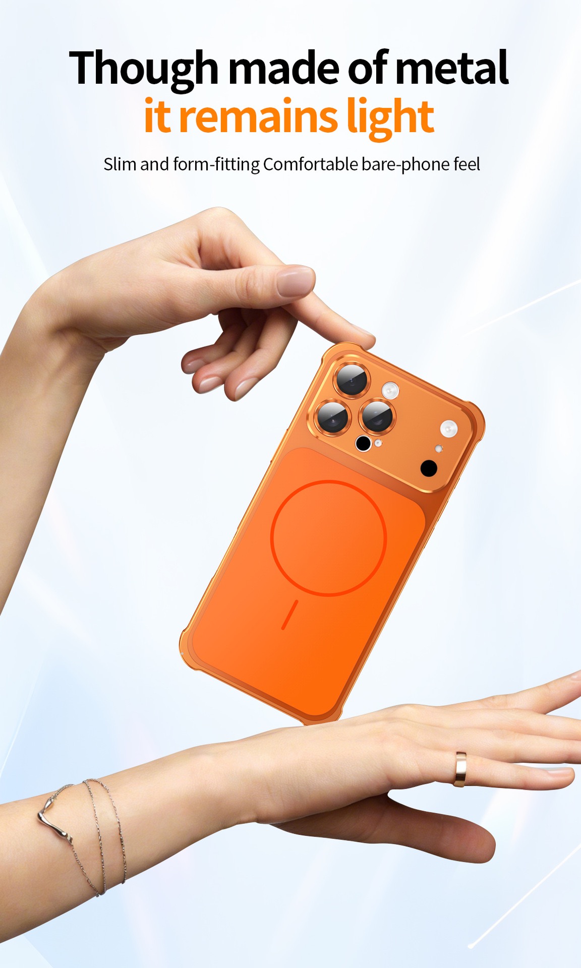 Metal frame large window frosted magnetic phone case