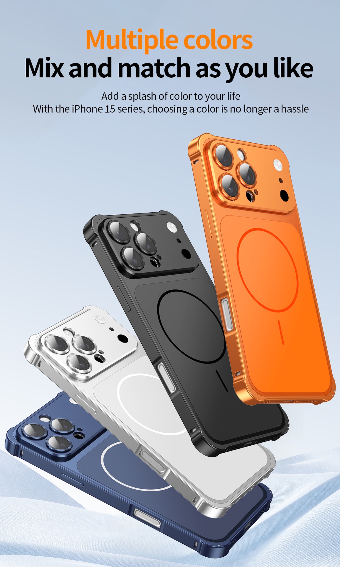 Metal frame large window frosted magnetic phone case