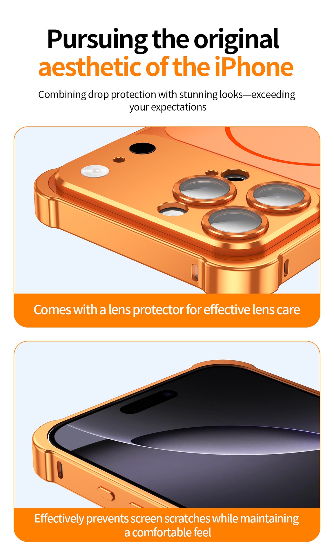 Metal frame large window frosted magnetic phone case