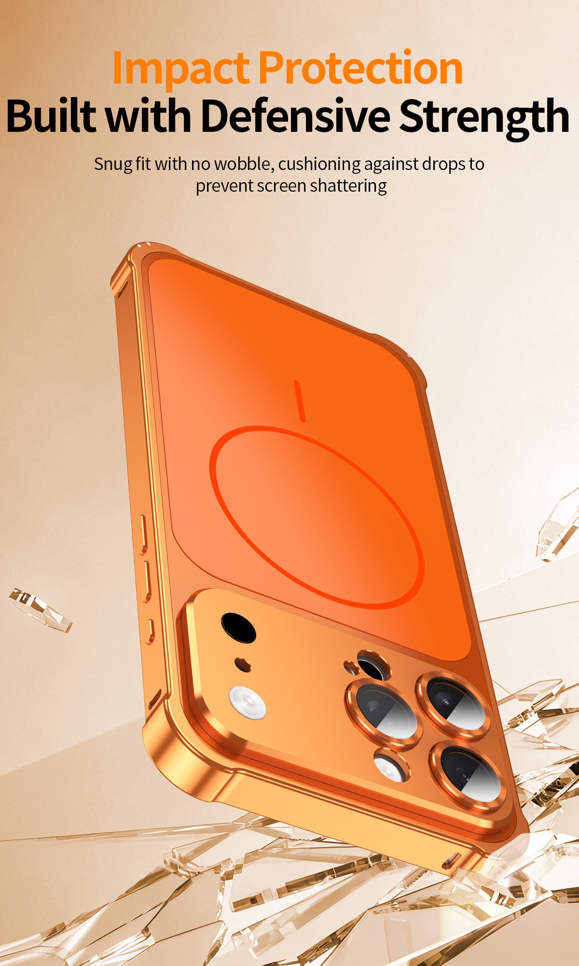 Metal frame large window frosted magnetic phone case