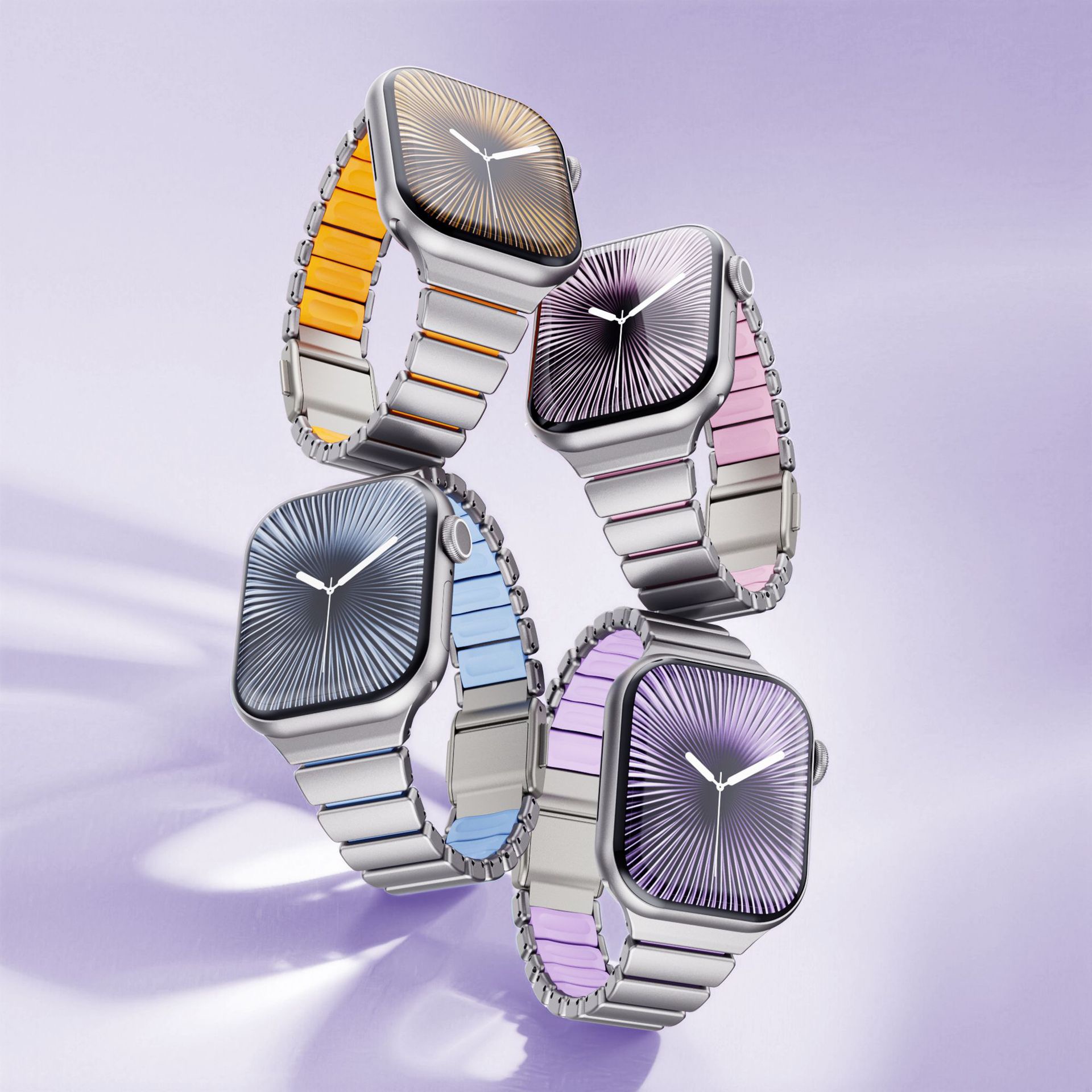 Compatible with Apple Watch Ultra 11 Slim Waist Magnetic Clasp One Bead Metal Silicone Stainless Steel Strap Watch Band-MGD CASE