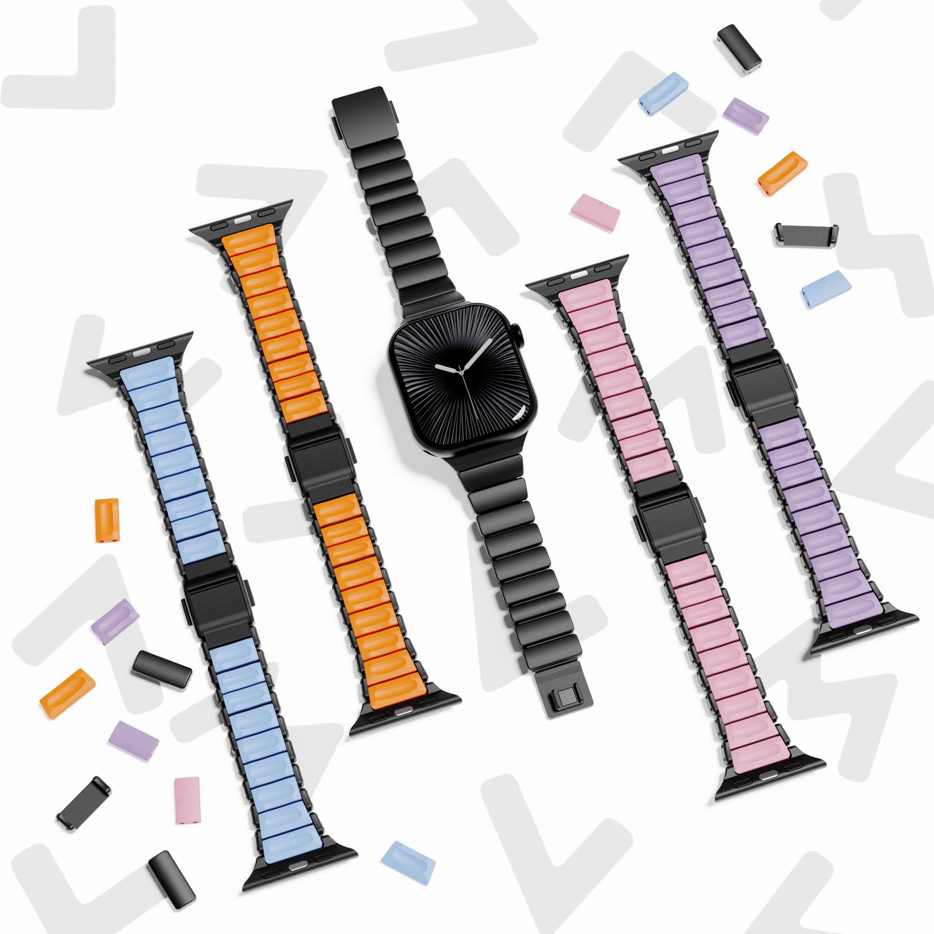 Compatible with Apple Watch Ultra 11 Slim Waist Magnetic Clasp One Bead Metal Silicone Stainless Steel Strap Watch Band-MGD CASE