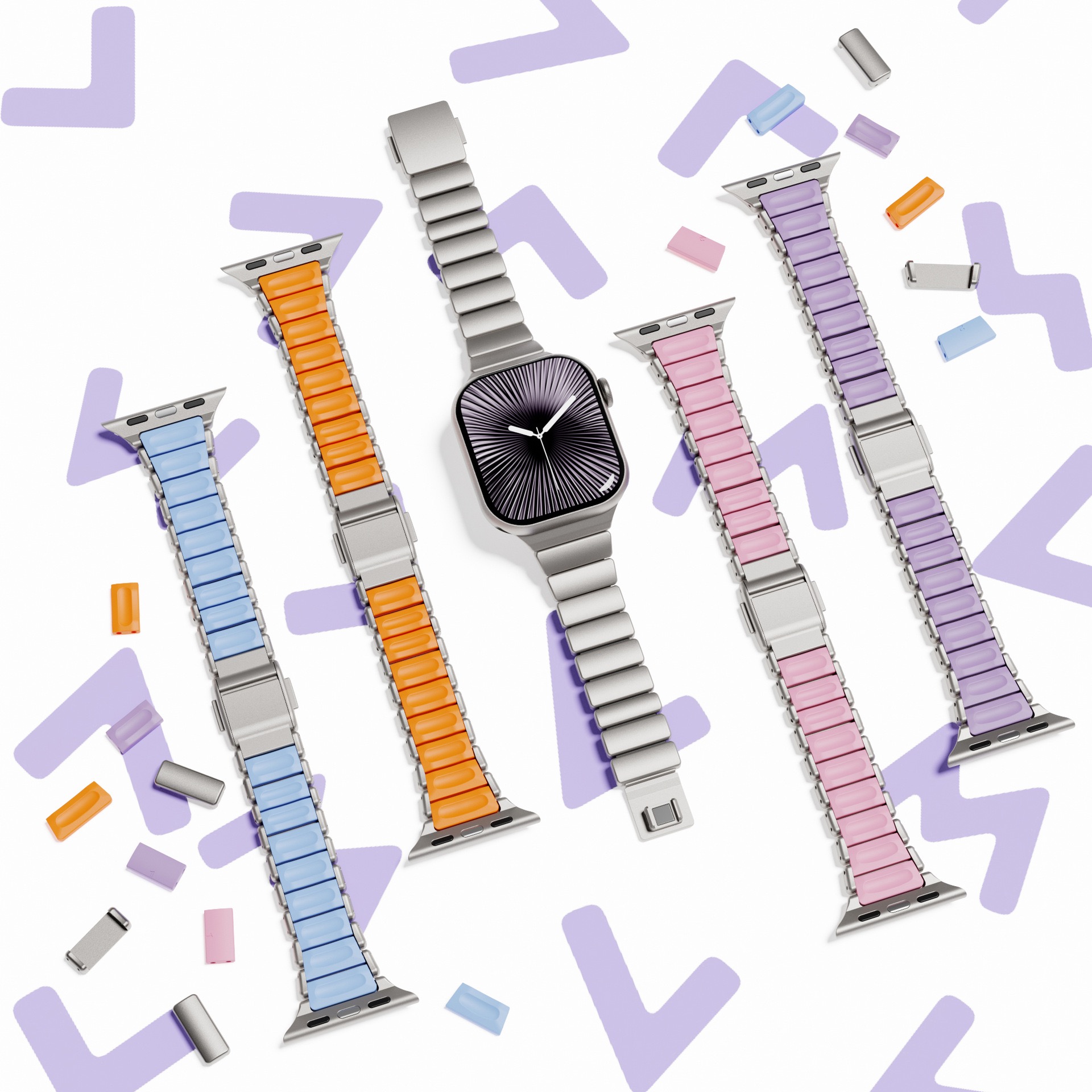 Compatible with Apple Watch Ultra 11 Slim Waist Magnetic Clasp One Bead Metal Silicone Stainless Steel Strap Watch Band-MGD CASE