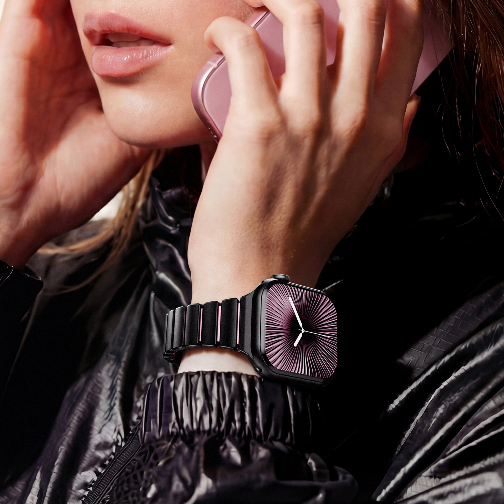 Compatible with Apple Watch Ultra 11 Slim Waist Magnetic Clasp One Bead Metal Silicone Stainless Steel Strap Watch Band-MGD CASE