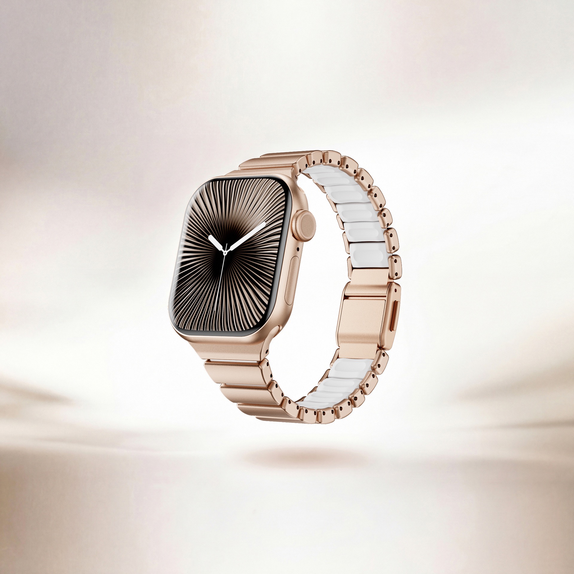 Compatible with Apple Watch Ultra 11 Slim Waist Magnetic Clasp One Bead Metal Silicone Stainless Steel Strap Watch Band-MGD CASE