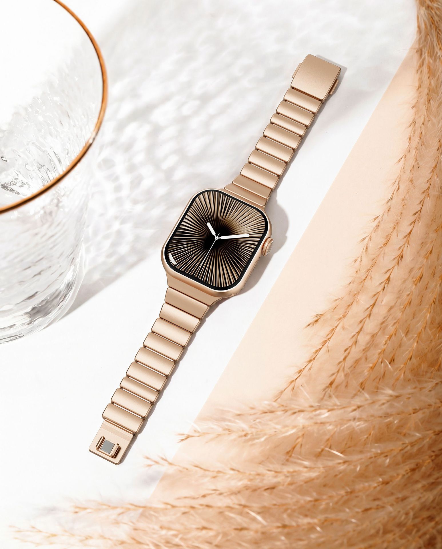 Compatible with Apple Watch Ultra 11 Slim Waist Magnetic Clasp One Bead Metal Silicone Stainless Steel Strap Watch Band-MGD CASE