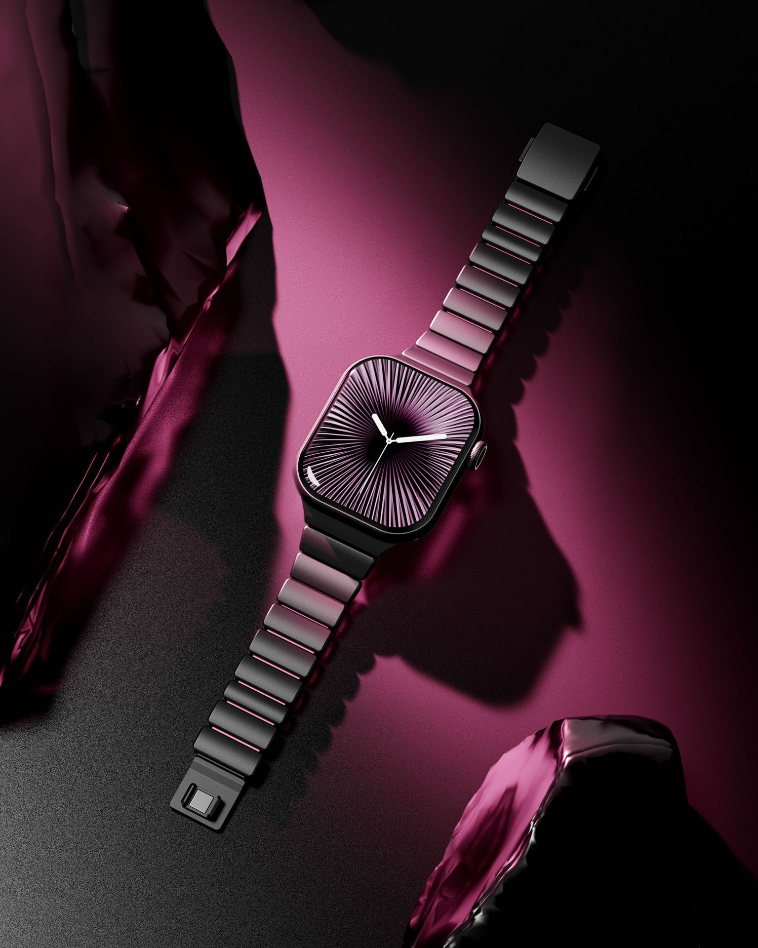 Compatible with Apple Watch Ultra 11 Slim Waist Magnetic Clasp One Bead Metal Silicone Stainless Steel Strap Watch Band-MGD CASE